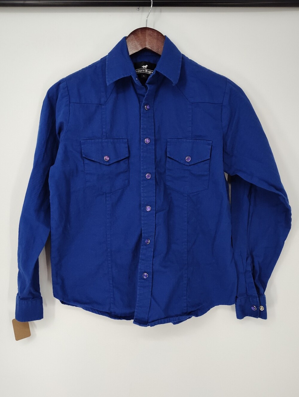 Western Express Boys' Long-Sleeve Button-Down Shirt in Royal Blue Size X Large